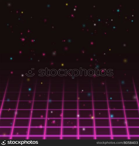 Old video game background. Start screen of old video game. Retro PC game design. Vector illustration.