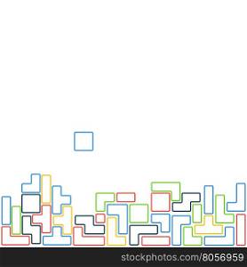Old video game square template. Colored line brick game pieces on white background. Vector illustration.. Old video game