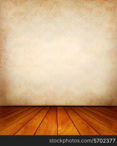 Old wall and a wooden floor. Vector.