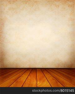 Old wall and a wooden floor. Vector.