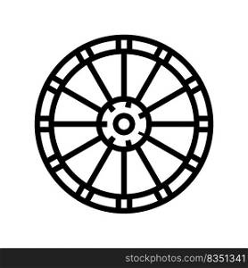 old wheel line icon vector. old wheel sign. isolated contour symbol black illustration. old wheel line icon vector illustration