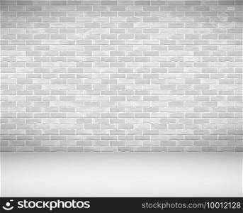 Old white brick wall and floor, vector eps10 illustration. Old Brick Wall