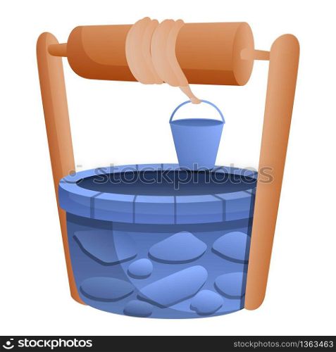 Old wire water well icon. Cartoon of old wire water well vector icon for web design isolated on white background. Old wire water well icon, cartoon style