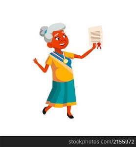 old woman achievement celebrating people. senior happy. scream pensioner vector illustration. old woman achievement vector