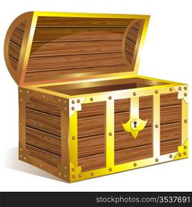 Old wooden chest with golden details