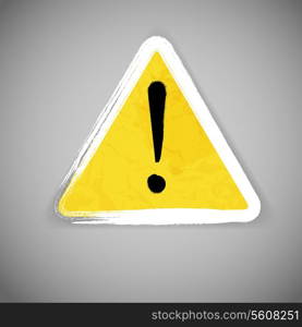 Old yellow attention road sign vector illustration