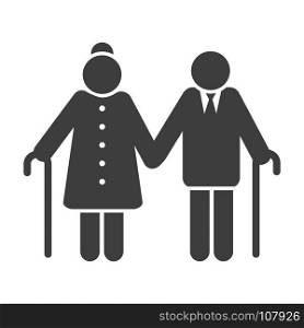 Older couple icon. Older couple icon. Pension senior people symbol, elderly or old-aged couple vector illustration