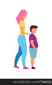 Older sister supports brother semi flat color vector characters. Full body people on white. Sibling relationships isolated modern cartoon style illustration for graphic design and animation. Older sister supports brother semi flat color vector characters