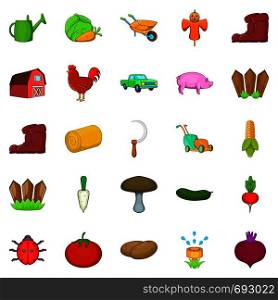 Olericulture icons set. Cartoon set of 25 olericulture vector icons for web isolated on white background. Olericulture icons set, cartoon style