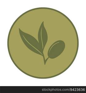 Olive branch emblem in round shape isolated on white background. Vector illustration