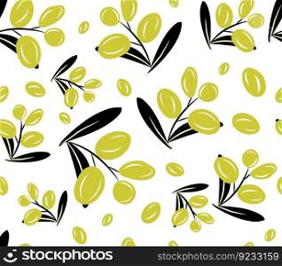 Olive branch green≤aves vector pattern seam≤ss illustration