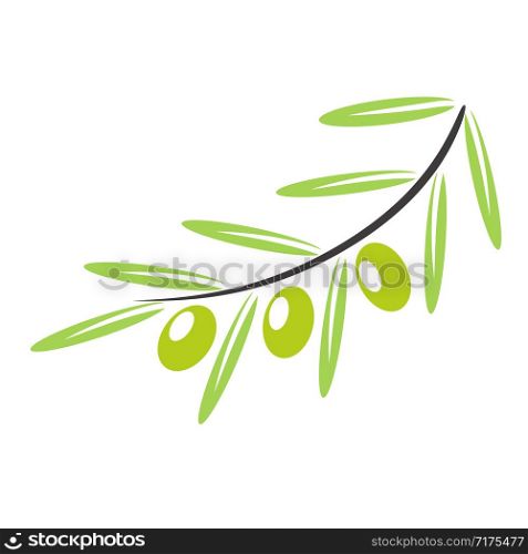 Olive branch label on white background, stock vector illustration