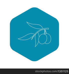 Olive branch with olives icon. Outline illustration of olive branch vector icon for web. Olive branch with olives icon, outline style