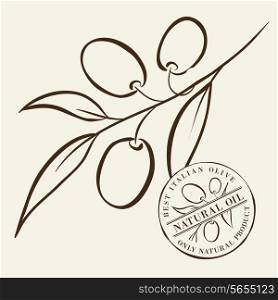 Olive Branches over gray background. Vector illustration.