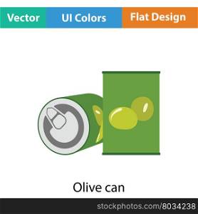 Olive can icon. Flat color design. Vector illustration.
