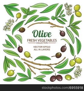 olive elements vector set. olive elements vector set on white background