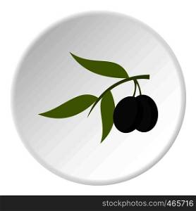 Olive icon in flat circle isolated on white background vector illustration for web. Olive icon circle