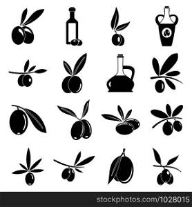 Olive icons set. Simple set of olive vector icons for web design on white background. Olive icons set, simple style