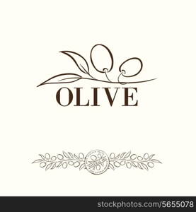 Olive label, logo design. Vector illustration.
