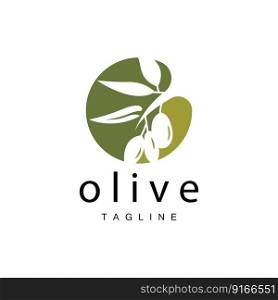 Olive Logo, Olive Oil Plant Vector, Natural Herbal Health Medicine Design, Illustration Template Icon