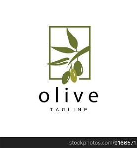 Olive Logo, Olive Oil Plant Vector, Natural Herbal Health Medicine Design, Illustration Template Icon