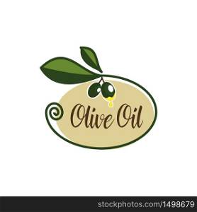 Olive Oil Fruit with Leaf Oval Badge Emblem