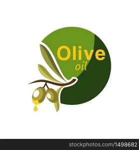 Olive Oil Fruit Yellow Drop Circle Badge Emblem