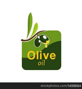 Olive Oil Fruit Yellow Drop Square Badge Emblem