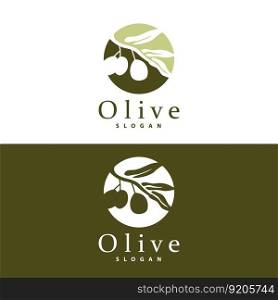 Olive Oil Logo, Olive Leaf Plant Herbal Garden Vector, Simp≤E≤gant Luxurious Icon Design Template illustration