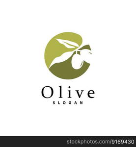 Olive Oil Logo, Olive Leaf Plant Herbal Garden Vector, Simple Elegant Luxurious Icon Design Template illustration