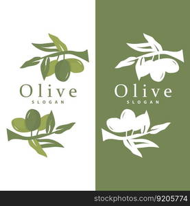 Olive Oil Logo, Olive Leaf Plant Herbal Garden Vector, Simple Elegant Luxurious Icon Design Template illustration