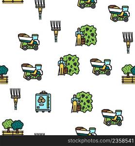 Olive Production And Harvesting Vector Seamless Pattern Thin Line Illustration. Olive Production And Harvesting Vector Seamless Pattern