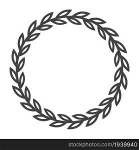 Olive wreath. Simple circle scroll victory leaves certificate frame isolated on white background. Olive wreath. Simple circle scroll victory leaves certificate frame