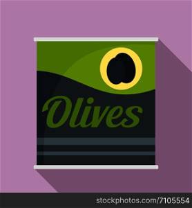 Olives can icon. Flat illustration of olives can vector icon for web design. Olives can icon, flat style