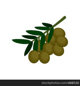 Olives on branch with leaves icon in isometric 3d style on a white background. Olives on branch with leaves icon, isometric 3d