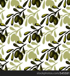 Olives seamless pattern Vector olive branch background. Hand drawn. Packaging design or kitchen pattern. Olives seamless pattern Vector olive branch background. Hand drawn. Packaging design or kitchen pattern.