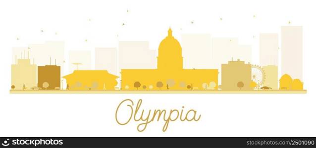 Olympia City skyline golden silhouette. Vector illustration. Simple flat concept for tourism presentation, banner, placard or web site. Business travel concept. Cityscape with landmarks