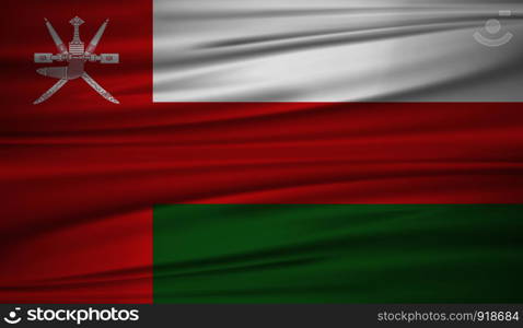 Oman flag vector. Vector flag of Oman blowig in the wind. EPS 10.