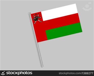 Oman National flag. original color and proportion. Simply vector illustration background, from all world countries flag set for design, education, icon, icon, isolated object and symbol for data visualisation