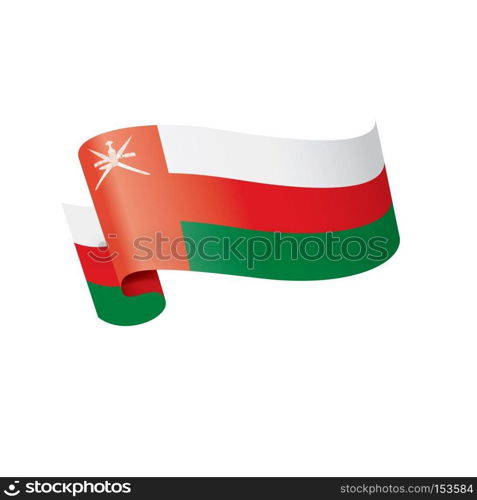 Oman national flag, vector illustration on a white background. Oman flag, vector illustration on a white background