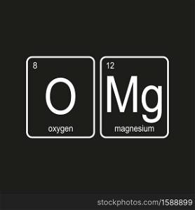 OMG ? Oxygen and Magnesium,funny phrase on black background,vector illustration. OMG ? Oxygen and Magnesium,funny phrase on black background