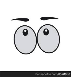 ?omic eye cartoon vector illustration expression character icon. Face emotion element symbol fun. Cute and happy eyebrow humor look person. Eyeball emoticon looking art isolated white and human sign