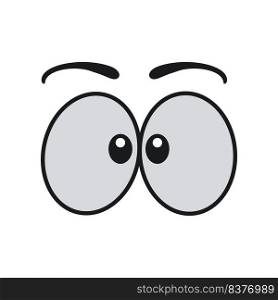  omic eye cartoon vector illustration expression character icon. Face emotion element symbol fun. Cute and happy eyebrow humor look person. Eyeball emoticon looking art isolated white and human sign