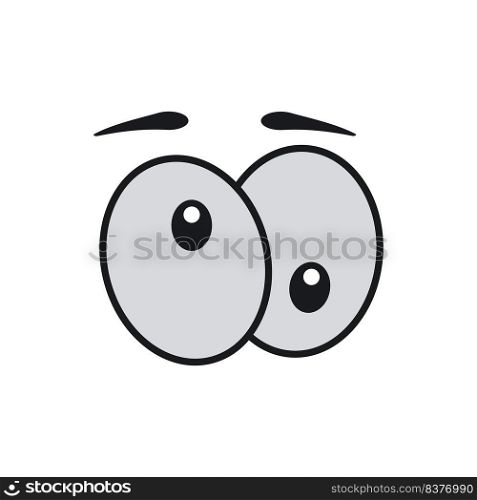 ?omic eye cartoon vector illustration expression character icon. Face emotion element symbol fun. Cute and happy eyebrow humor look person. Eyeball emoticon looking art isolated white and human sign