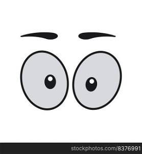  omic eye cartoon vector illustration expression character icon. Face emotion element symbol fun. Cute and happy eyebrow humor look person. Eyeball emoticon looking art isolated white and human sign