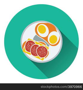 Omlet and sandwich icon. Flat design. Vector illustration.