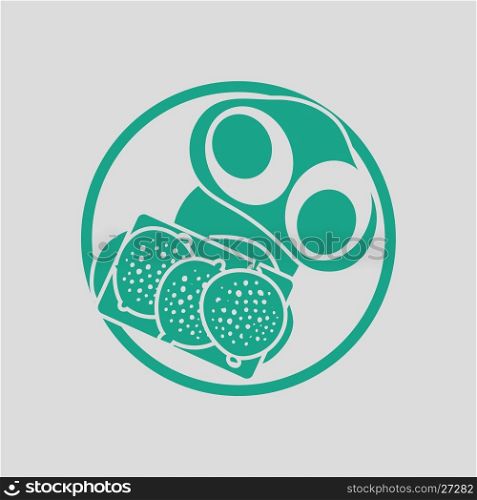 Omlet and sandwich icon. Gray background with green. Vector illustration.