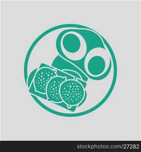Omlet and sandwich icon. Gray background with green. Vector illustration.