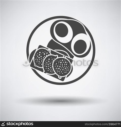 Omlet and sandwich icon. Omlet and sandwich icon on gray background with round shadow. Vector illustration.