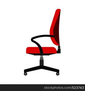 ?omputer chair office style side view vector icon. Indoor comfortable equipment company interior. Flat workplace PC furniture